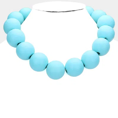 Fashnzfab Wood Ball Necklace - Turquoise In Blue