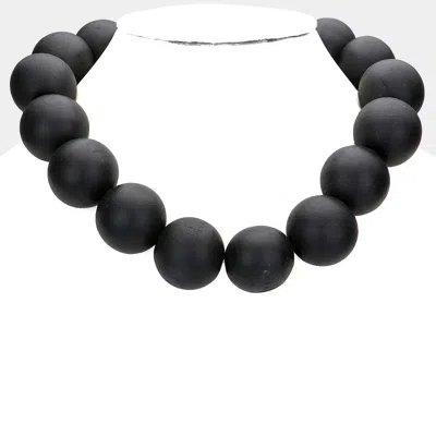 Fashnzfab Wood Ball Necklace In Black