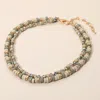 Fashnzfab Wood Faceted Beaded Layered Necklace In Gray