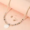 Fashnzfab Wood Heishi Beaded Mother Of Pearl Pendant Necklace In Multi