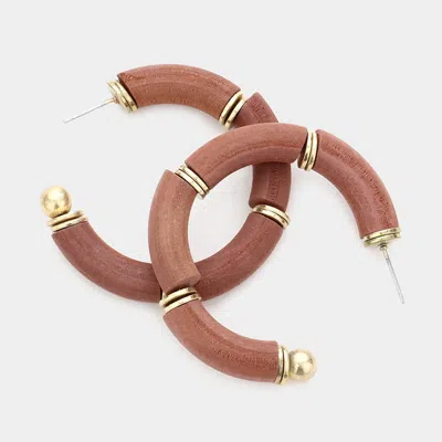Fashnzfab Wood Hoop Earrings Burgundy In Brown