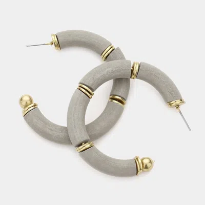 Fashnzfab Wood Hoop Earrings - Gray In Gold