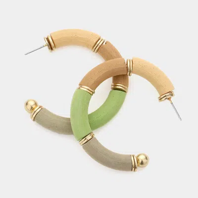 Fashnzfab Wood Hoop Earrings - Multi In Gold