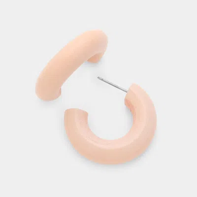 Fashnzfab Wood Hoop Earrings - Pink In Gold
