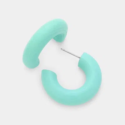 Fashnzfab Wood Hoop Earrings - Turquoise In Green