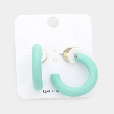 Fashnzfab Wood Hoop Earrings - Turquoise In Silver