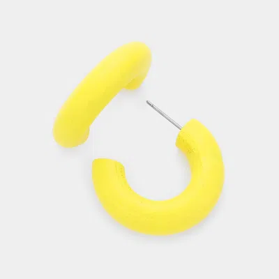 Fashnzfab Wood Hoop Earrings - Yellow In Gold