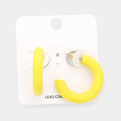 Fashnzfab Wood Hoop Earrings - Yellow In Silver