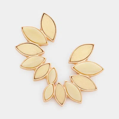 Fashnzfab Wood Marbled Marquise Bead Cluster Earrings In Gold