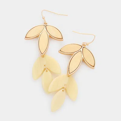Fashnzfab Wood Marbled Sprout Link Dangle Earrings In White