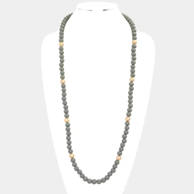 Fashnzfab Wood Metal Ball Long Necklace In Black