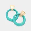 Fashnzfab Wood Open Circle Dangle Earrings In Blue