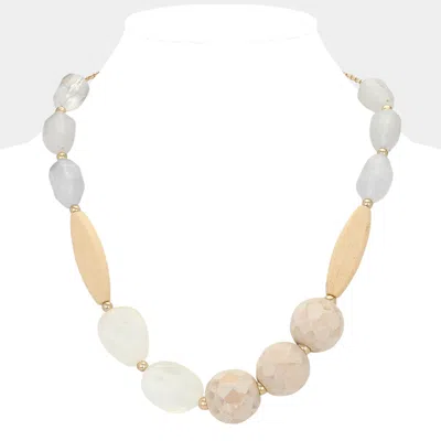Fashnzfab Wood Resin Bead Bib Necklace In Multi