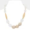 Fashnzfab Wood Resin Bead Bib Necklace In Sand