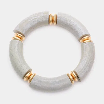 Fashnzfab Wood Stretch Bracelet Gray In Silver