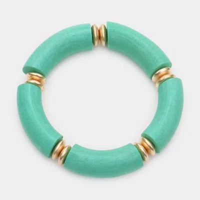 Fashnzfab Wood Stretch Bracelet In Green