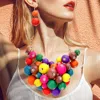 Fashnzfab Wooden Ball Cluster Vine Necklace In Multi