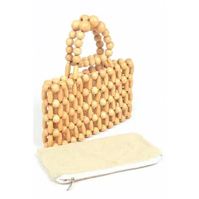 Fashnzfab Wooden Beads Top Handle Small Clutch