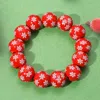 Fashnzfab Wooden Christmas Snowflake Ball Beaded Stretch Bracelet Red In Red