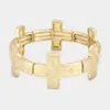 Fashnzfab Worn Metal Cross Stretch Bracelet Worn Gold In Multi