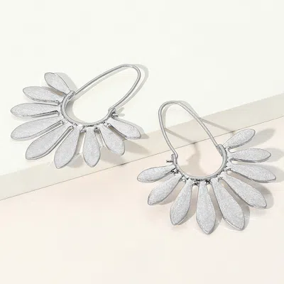 Fashnzfab Worn Metal Fan Hoop Earrings In Brown