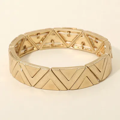 Fashnzfab Worn Metal Geometric Triangle Beaded Stretch Bracelet In Gold