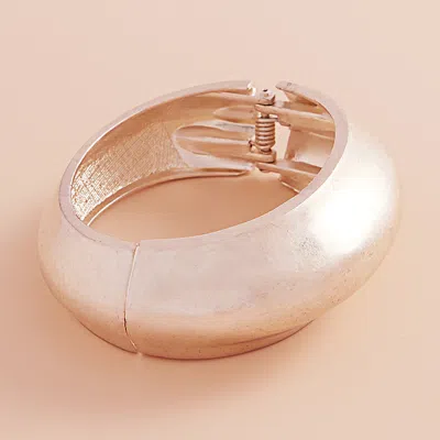 Fashnzfab Worn Metal Hinged Bangle Bracelet In Pink