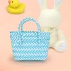 Fashnzfab Woven Basket Mini Micro Tote Bag In Blue