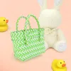 Fashnzfab Woven Basket Mini Micro Tote Bag In Green