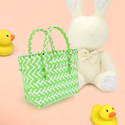 Fashnzfab Woven Basket Mini Micro Tote Bag In Green