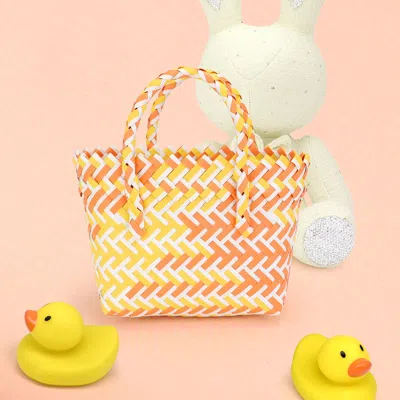 Fashnzfab Woven Basket Mini Micro Tote Bag In Yellow