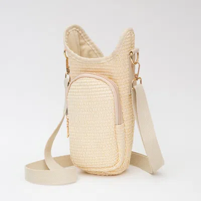 Fashnzfab Woven Basket Tumbler Carrier Holder Crossbody Bag In Multi