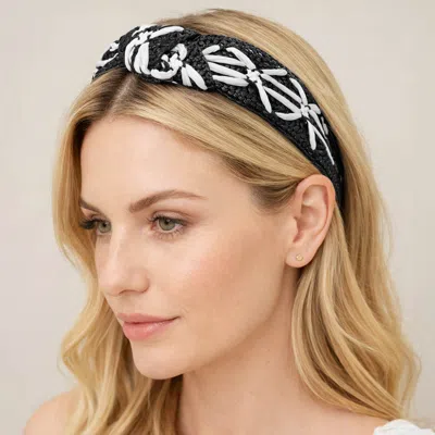 Fashnzfab Woven Contrast Knot Headband In Black