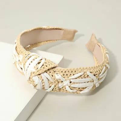 Fashnzfab Woven Contrast Knot Headband In Sand