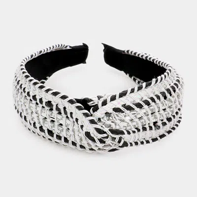 Fashnzfab Woven Cord Twisted Headband In Black