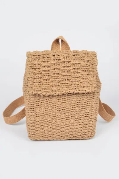 Fashnzfab Woven Cotton Mini Backpack In Green