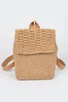Fashnzfab Woven Cotton Mini Backpack In Green
