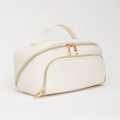 Fashnzfab Woven Detailed Solid Tote Bag / Travel Cosmetic Bag In Multi