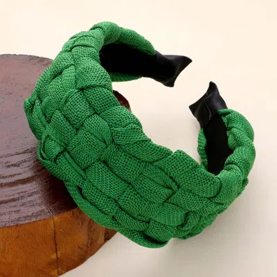 Fashnzfab Woven Fabric Headband In Green