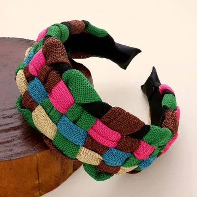 Fashnzfab Woven Fabric Headband In Multi