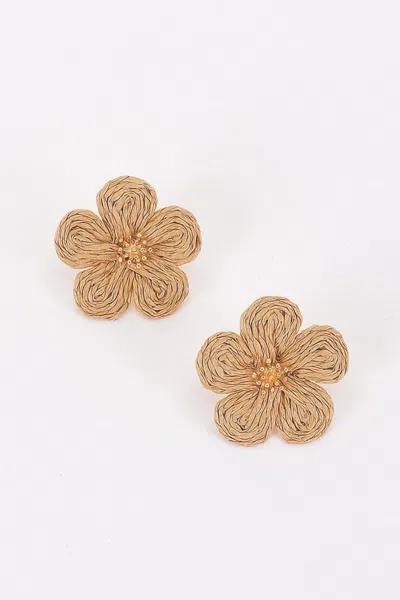 Fashnzfab Woven Flower Stud Earrings In Green
