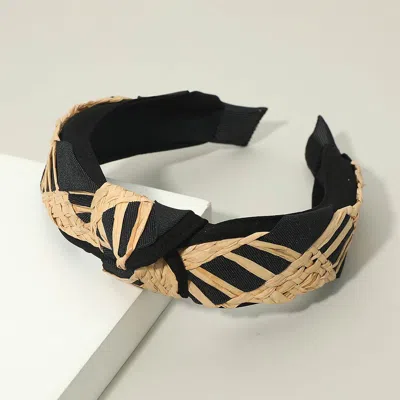 Fashnzfab Woven Knot Headband In Black