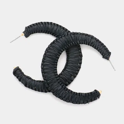 Fashnzfab Woven Raffia Hoop Earrings In Animal Print