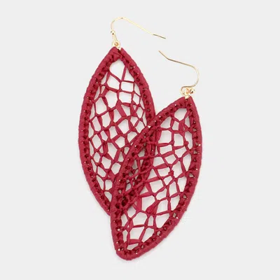 Fashnzfab Woven Raffia Marquise Dangle Earrings In Red