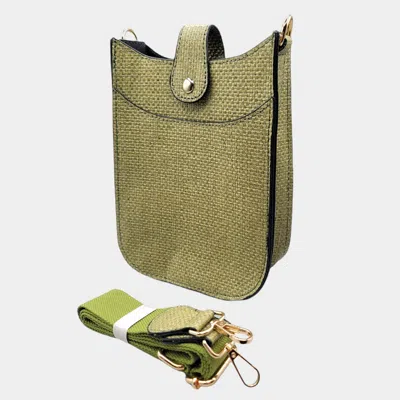 Fashnzfab Woven Solid Crossbody Bag In Green
