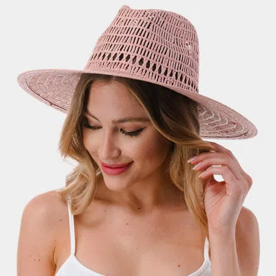 Fashnzfab Woven Straw Panama Hat In Pink