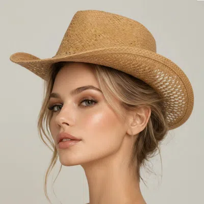 Fashnzfab Woven Summer Fedora Sun Hat In Gold