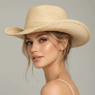 Fashnzfab Woven Summer Fedora Woven Sun Hat In Sand
