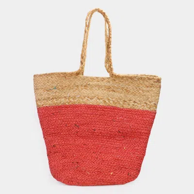 Fashnzfab Woven Tote Bag In Pink