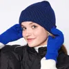 Fashnzfab Woven Two Tone Beanie Hat In Blue